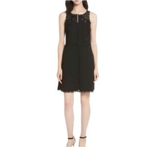 Women's 3 (8) Ted Baker Codi Lace Scallop Hem Black Dress Fun Romantic